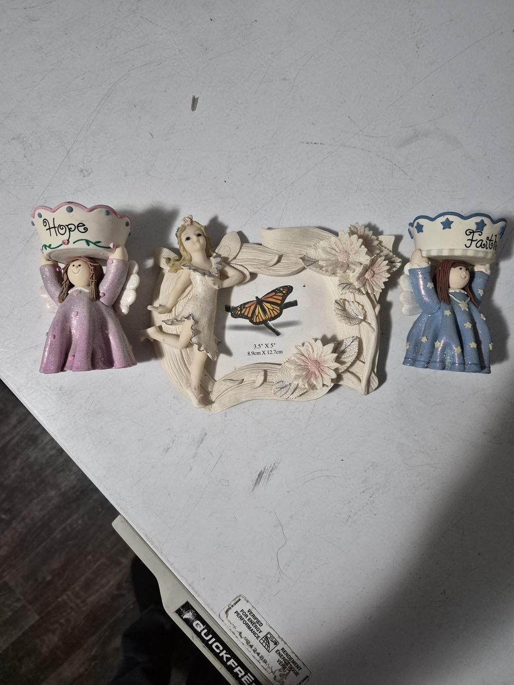 Faith & Hope Angel figurines in Pink, Blue, and Cream